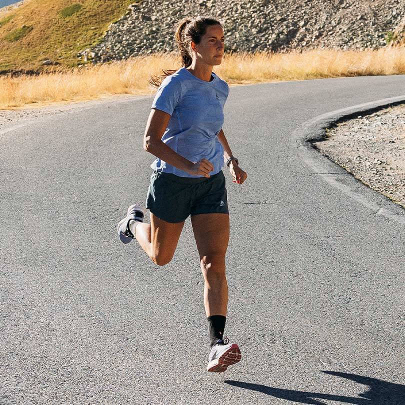 A woman wearing jogging pants 