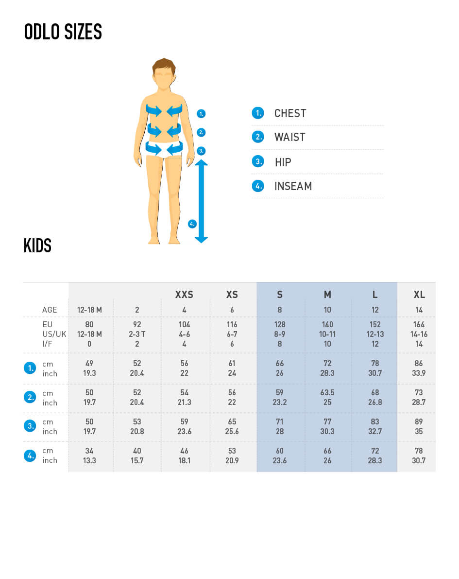 Odlo Kids Size Chart