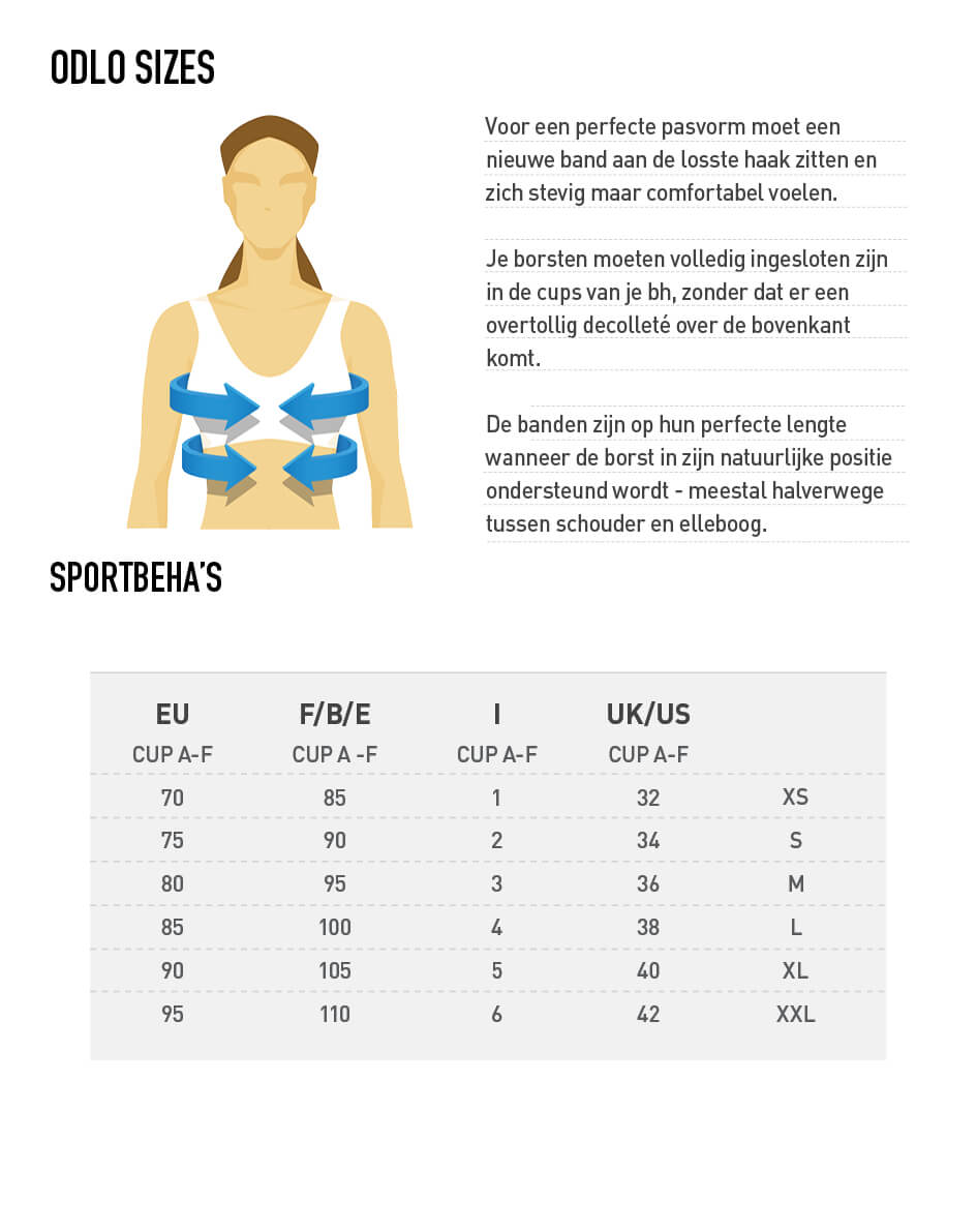 Women's Sports Bras Size Chart