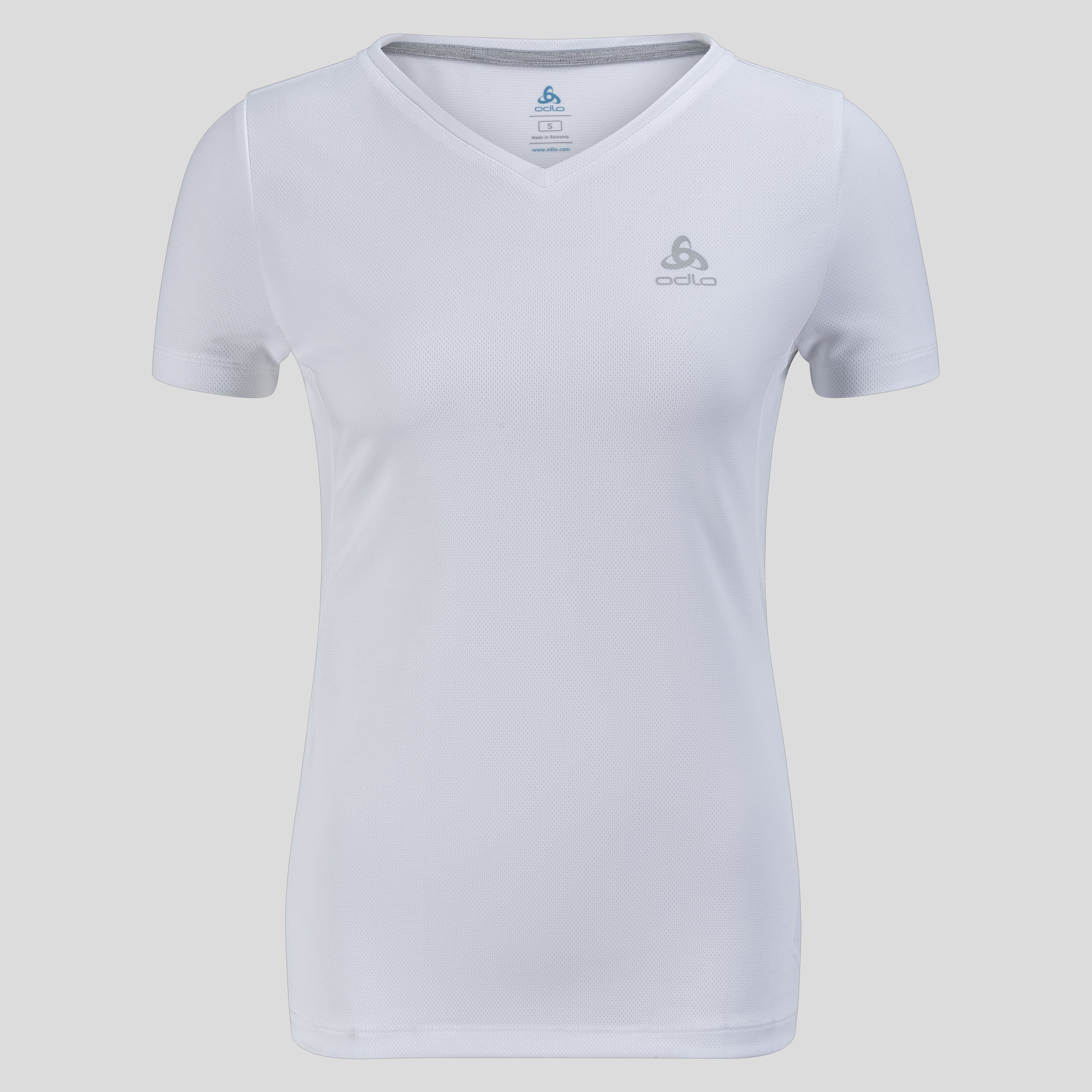 ODLO F-Dry T-Shirt mit V-Ausschnitt für Damen, XS, weiss