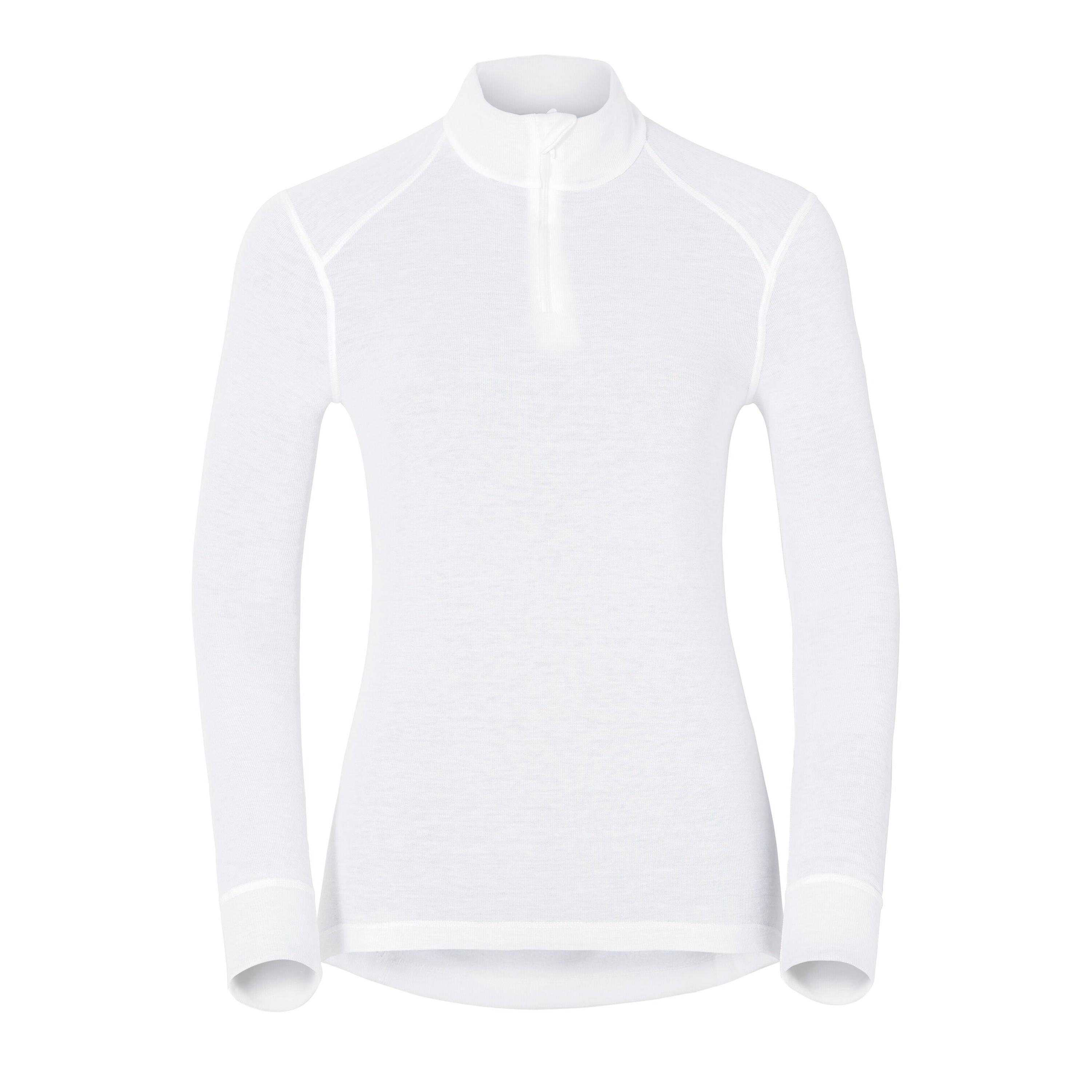 ODLO Active Warm Funktionsunterwäsche Langarm-Shirt mit Halbreißverschluss für Damen, XL, weiss