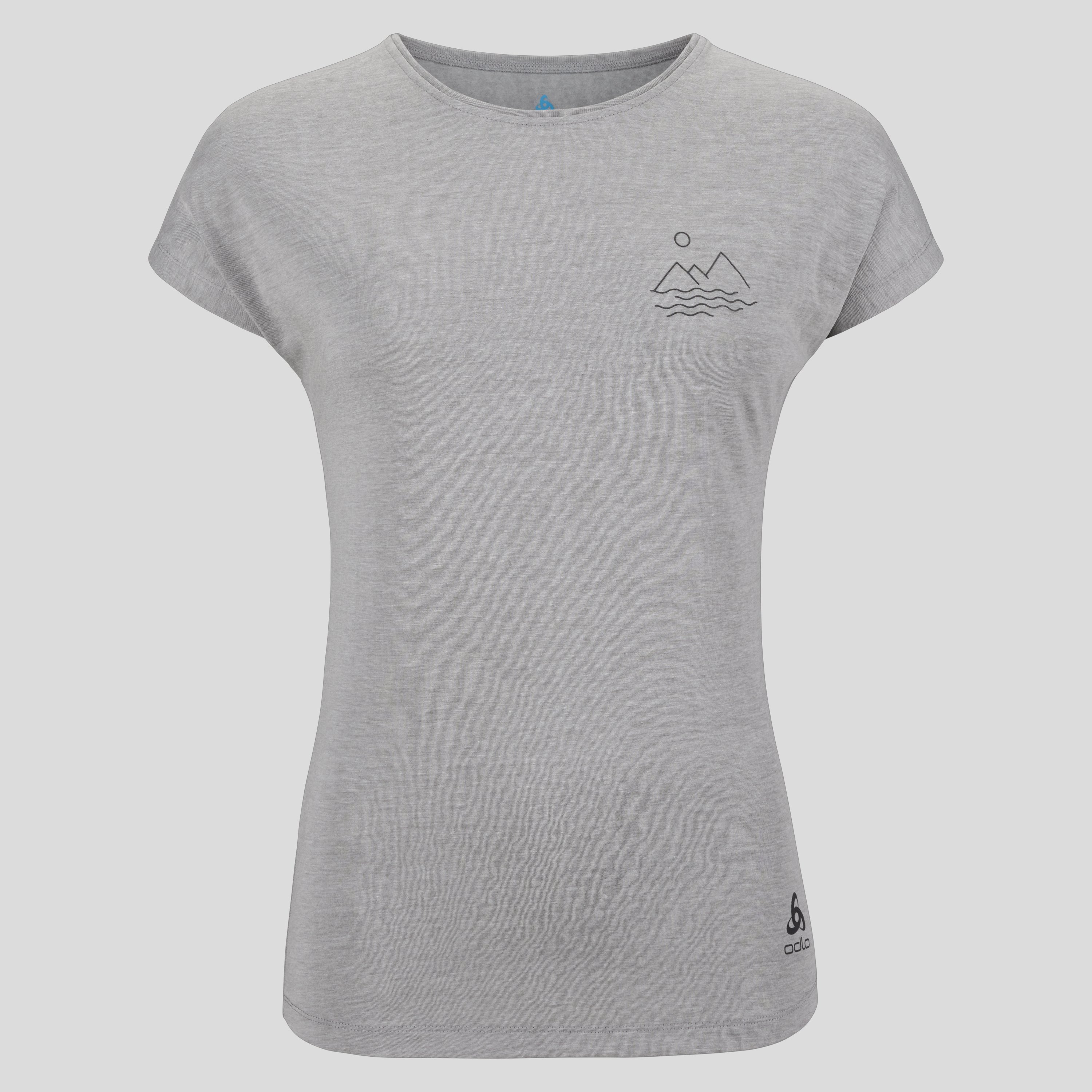 ODLO Ascent 365 T-Shirt mit einfachem Landschaftsprint für Damen, S, grau