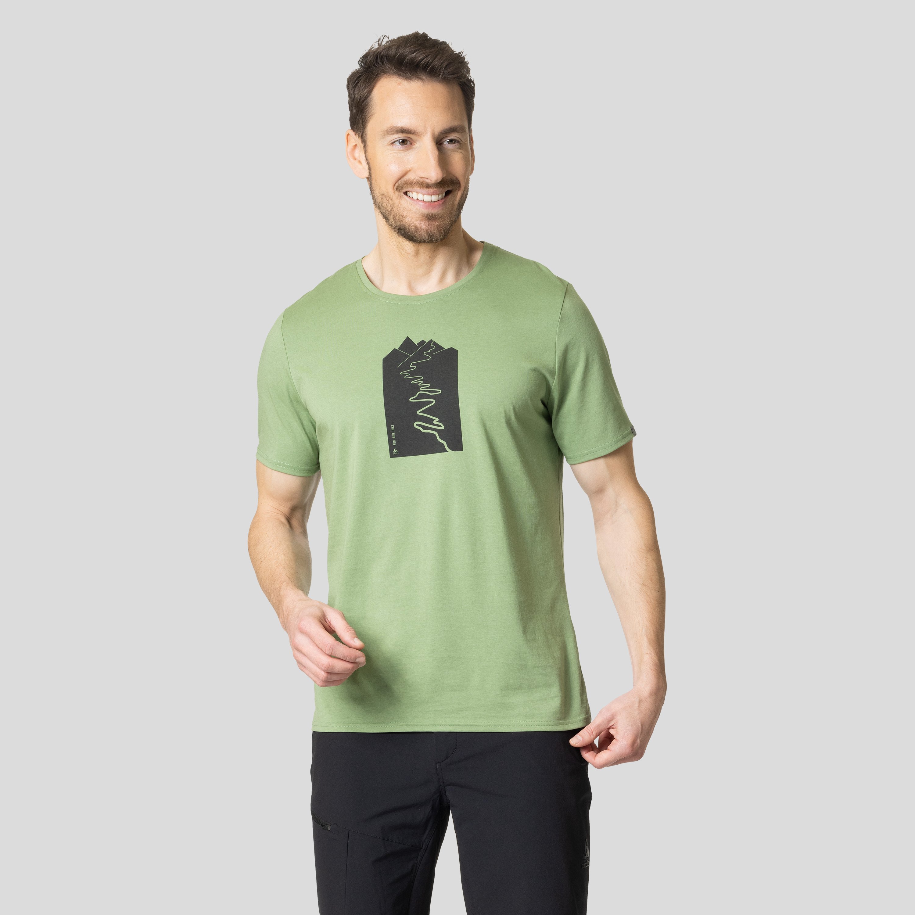 ODLO Nikko T-Shirt mit Trailprint für Herren, XL, grün
