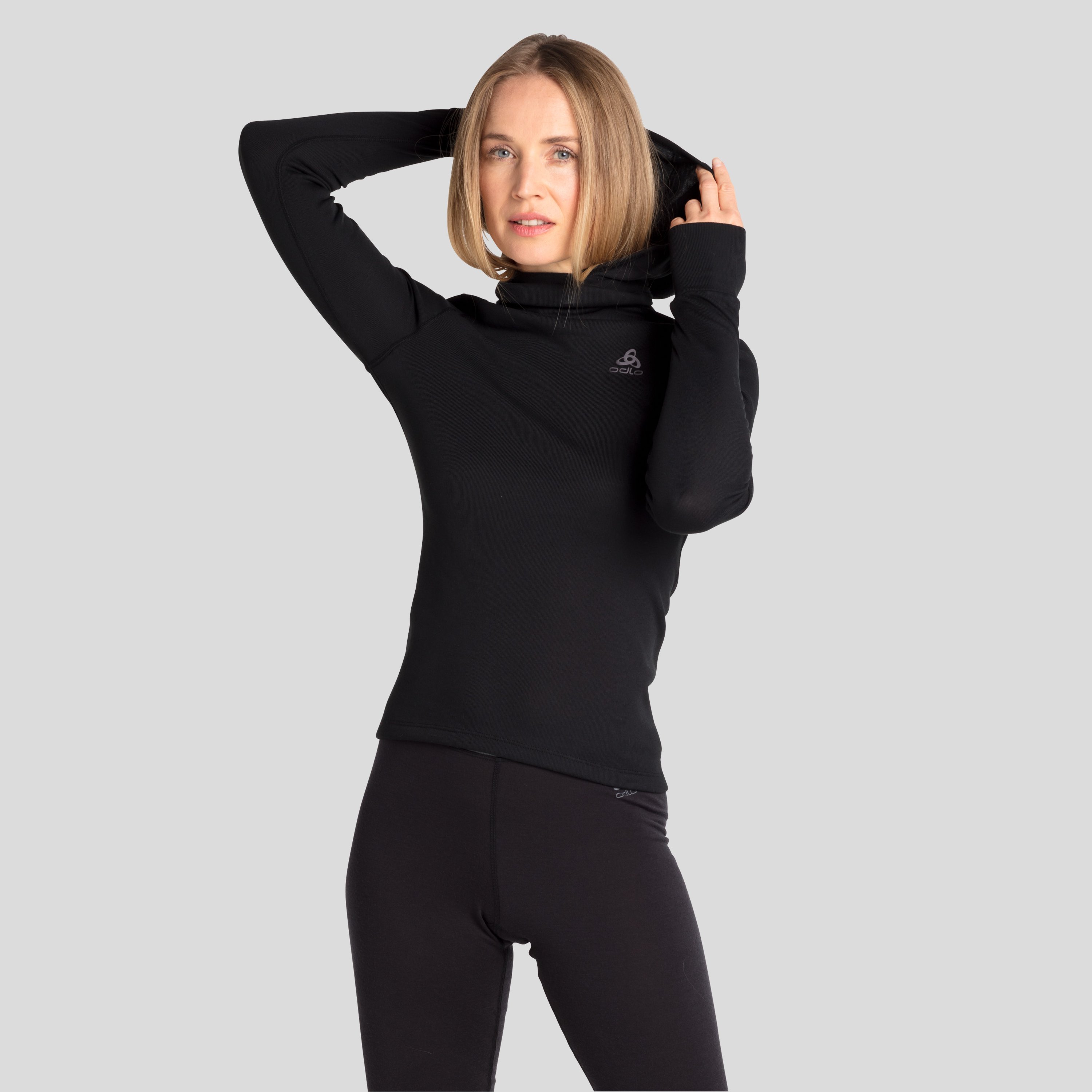 ODLO Active Warm Base Layer Oberteil mit Gesichtsschutz für Damen, XL, schwarz