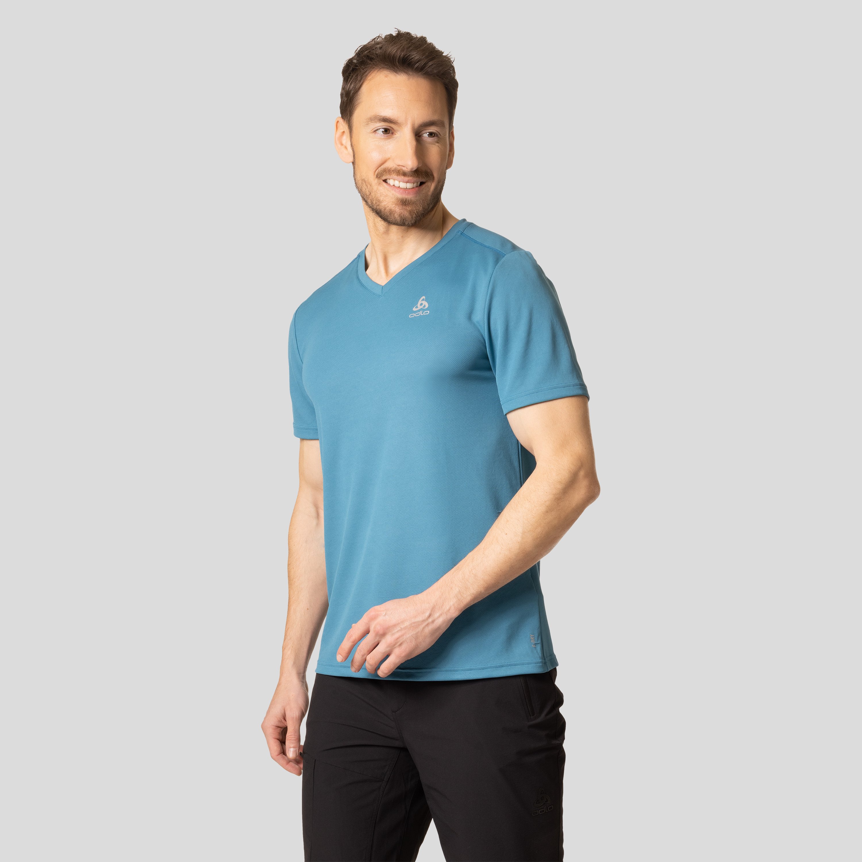ODLO F-Dry T-Shirt mit V-Ausschnitt für Herren, XXL, blau
