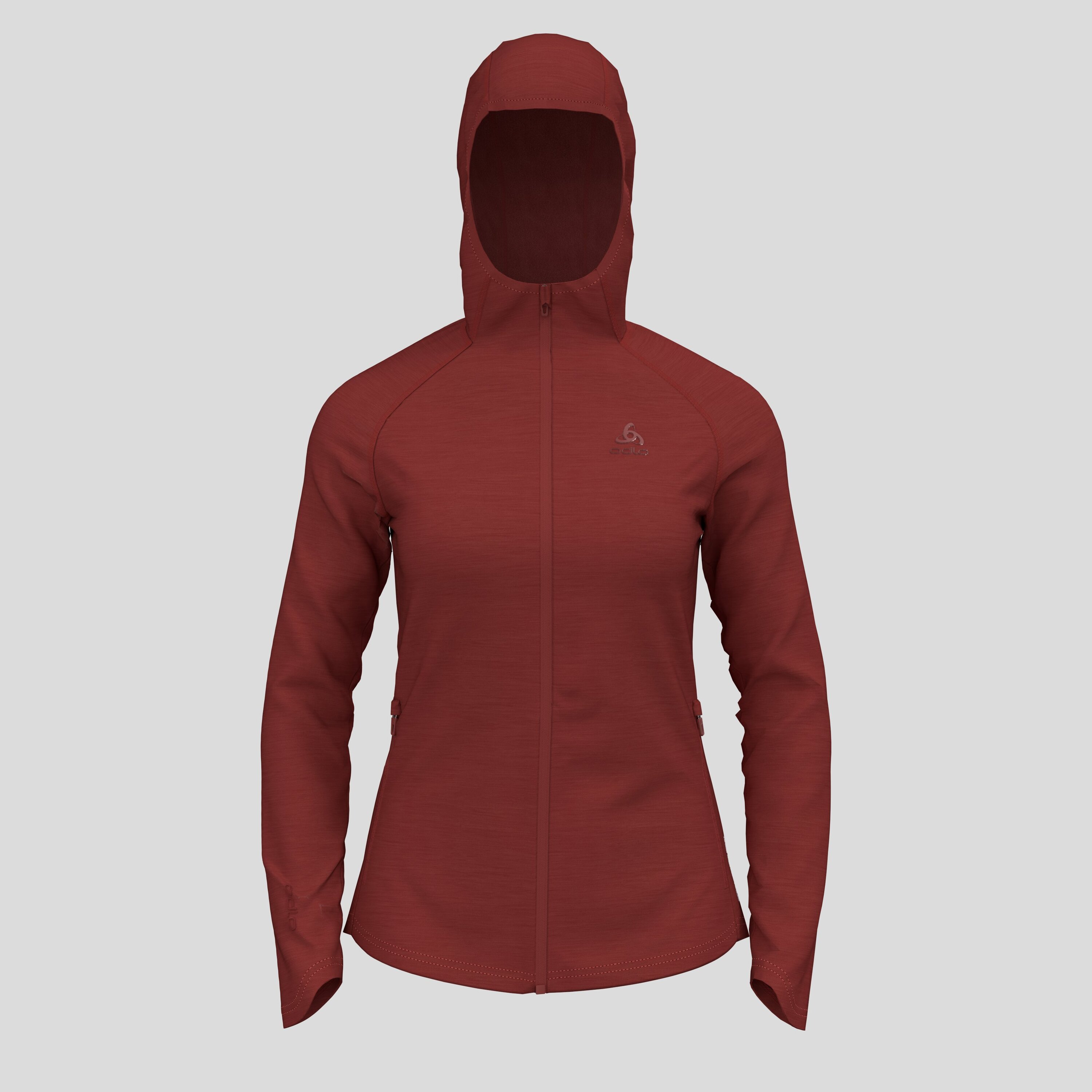 Odlo Pull à capuche à fermeture zippée Ascent Performance Wool Warm pour femme, M, rouge