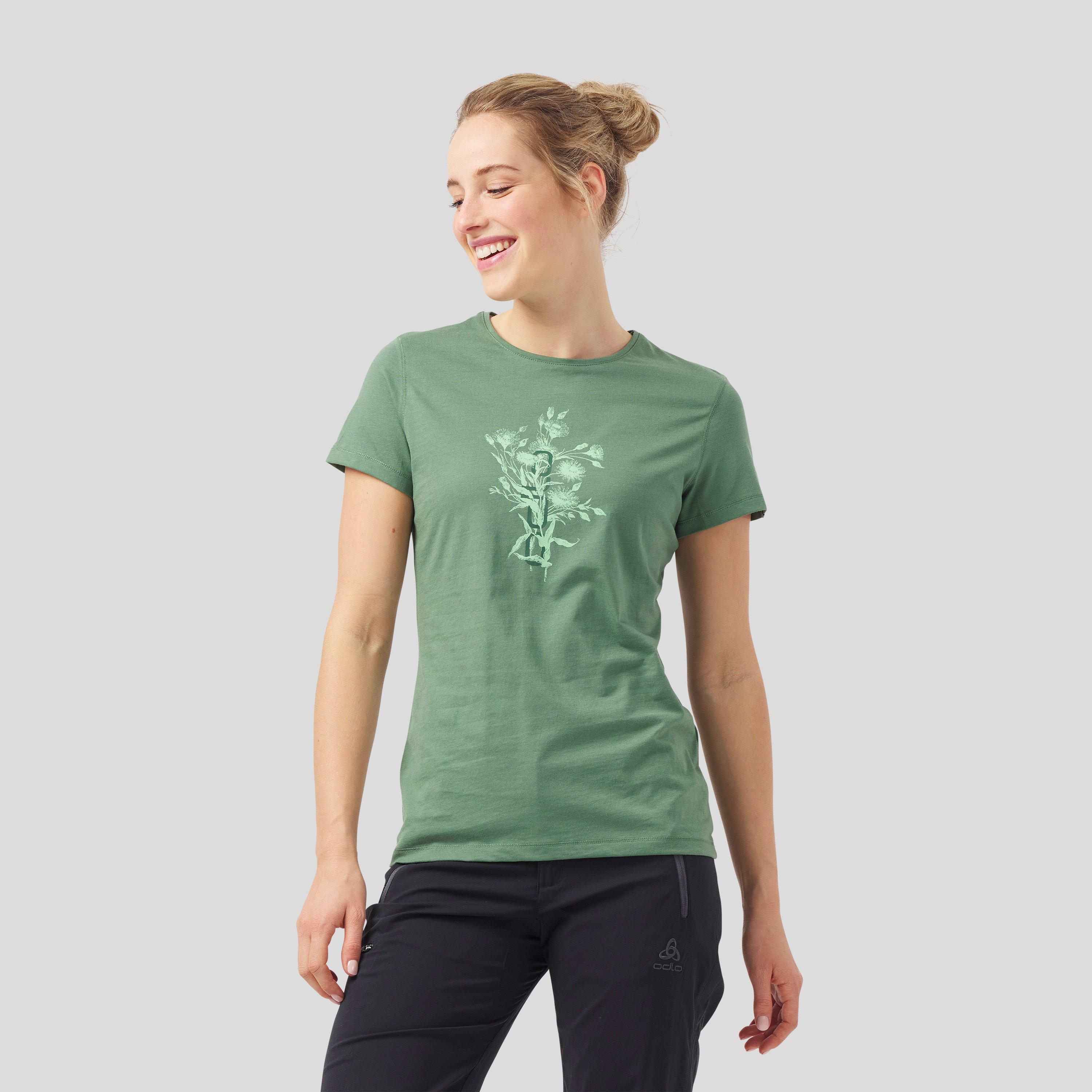Odlo T-shirt à logo imprimé Kumano pour femme, XS, vert