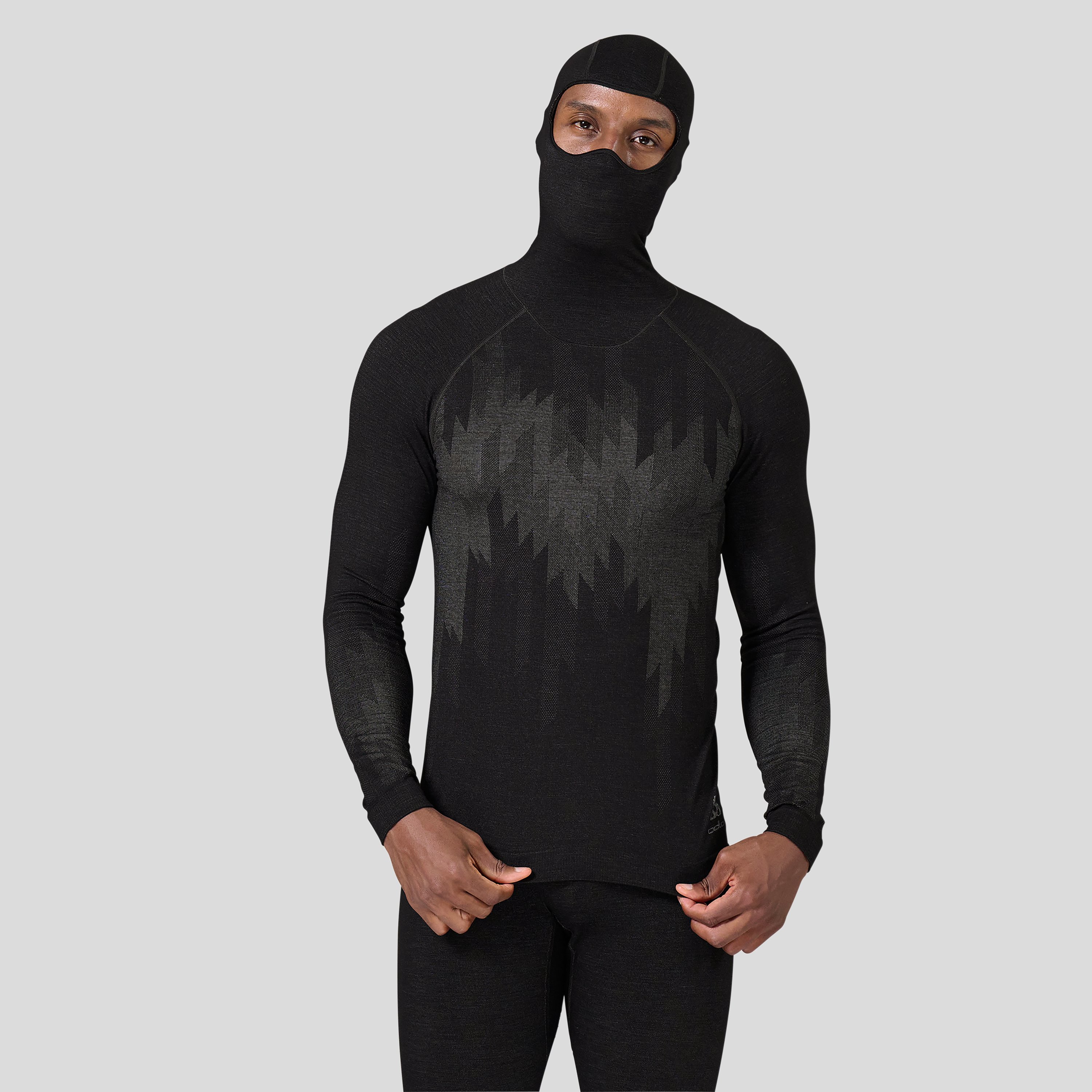 ODLO Kinship Performance Wool Warm Base Layer mit Gesichtsschutz für Herren, M, schwarz