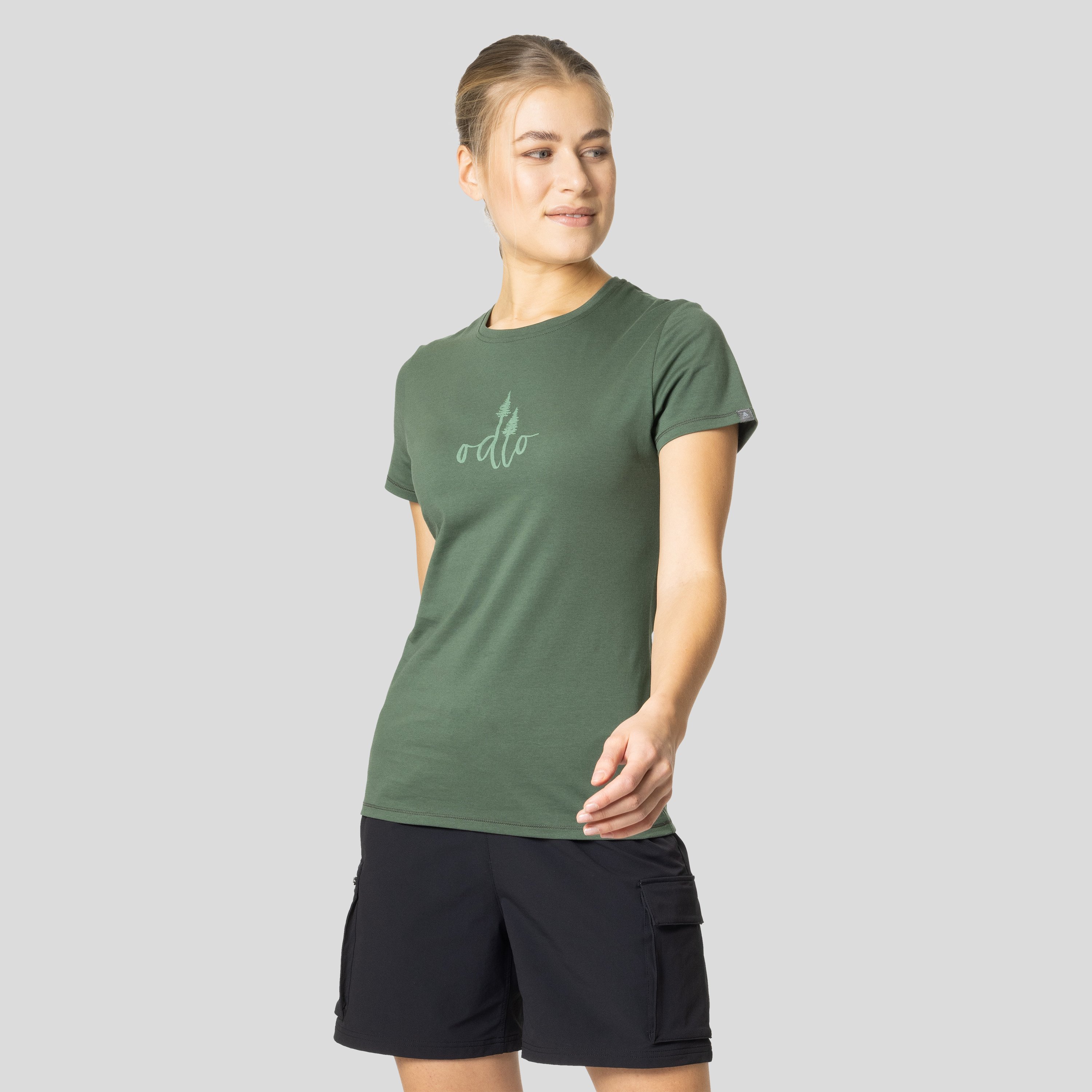 ODLO Kumano T-Shirt mit Baumprint für Damen, XS, grün