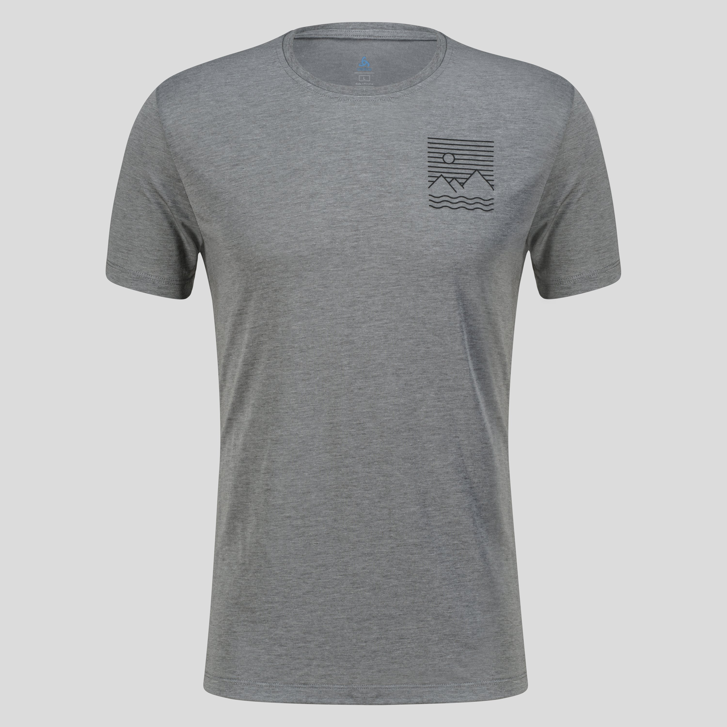 ODLO Ascent 365 T-Shirt mit linearem Landschaftsprint für Herren, S, grau