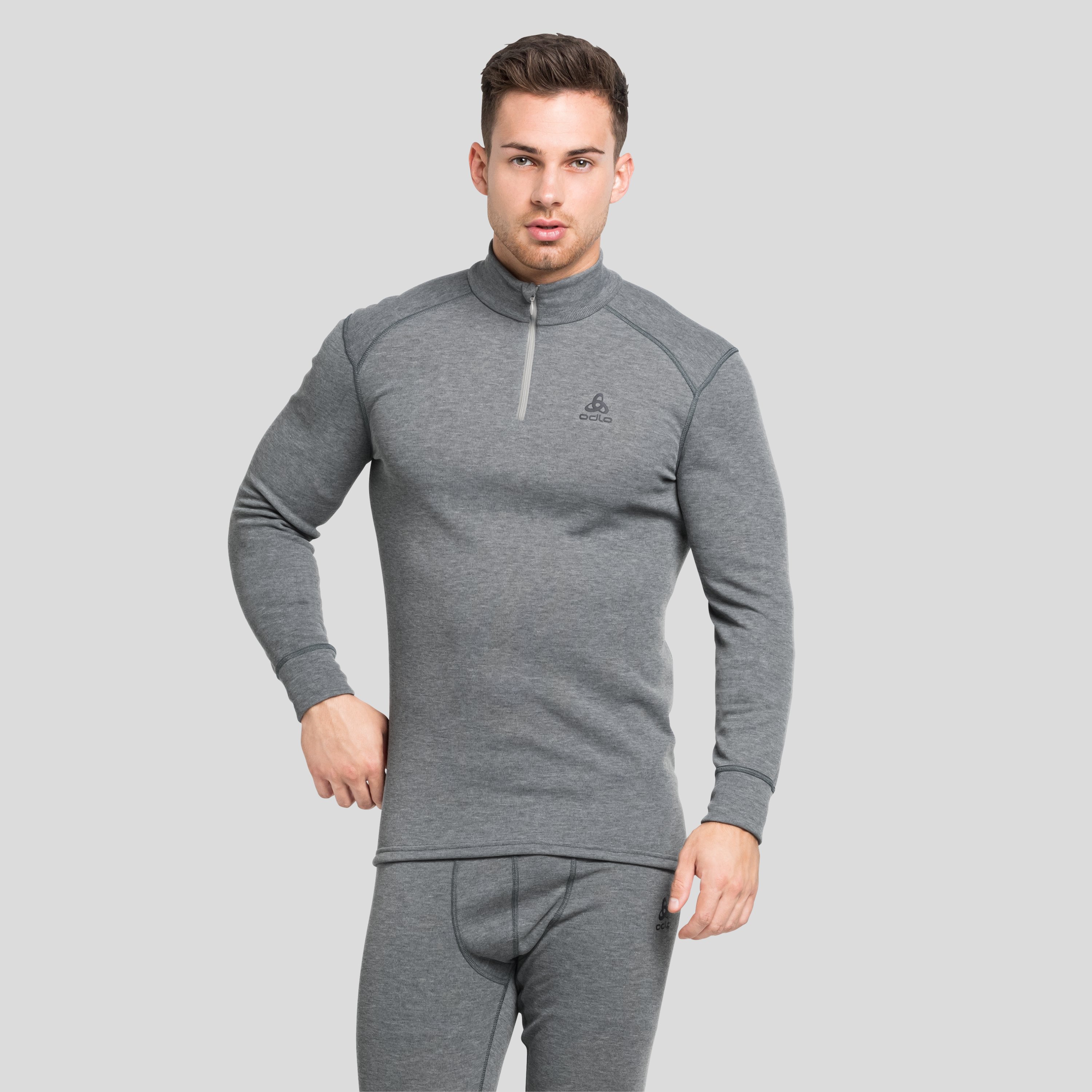 Odlo T-shirt à col montant zippé Active Warm pour homme, XL, gris