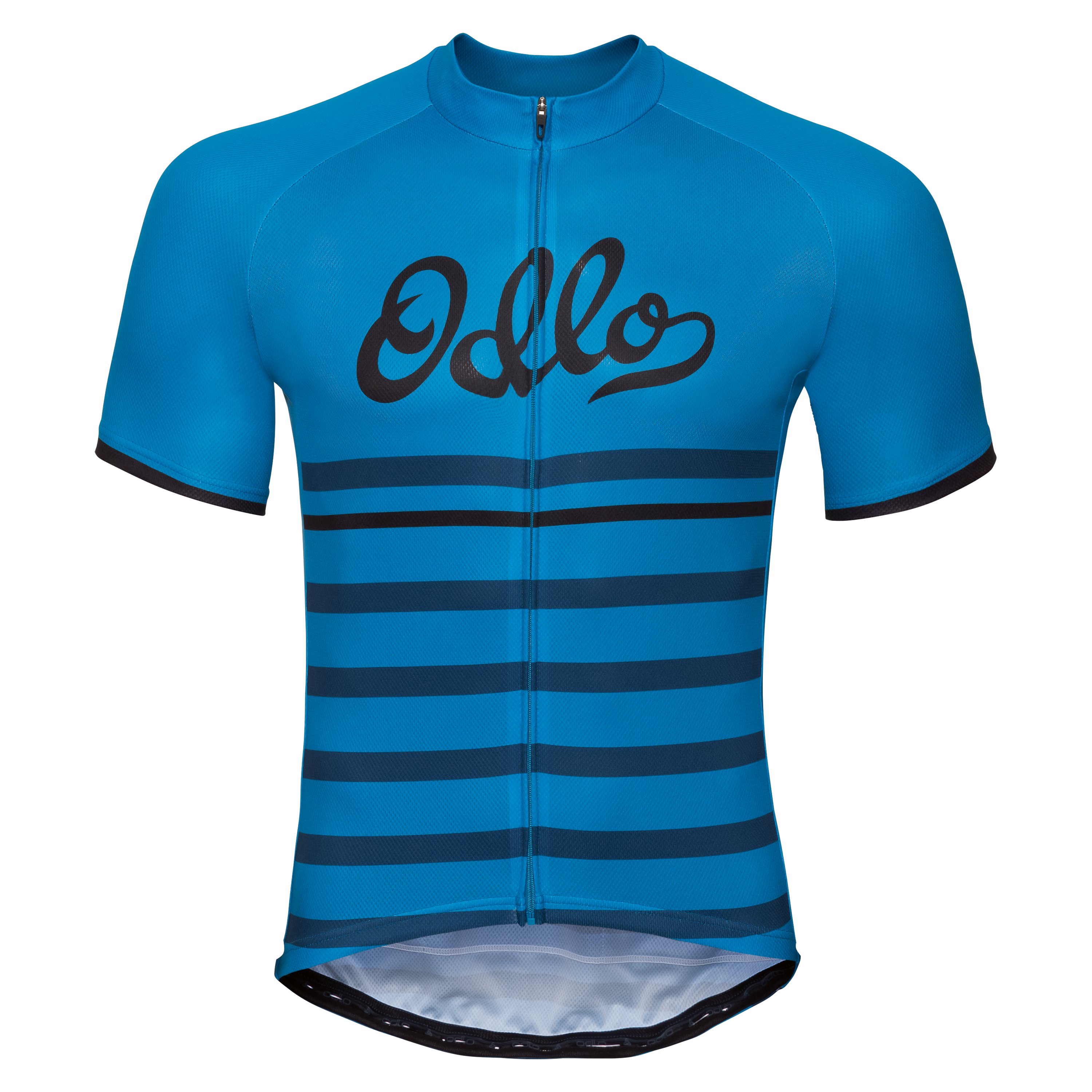 Odlo Maillot Cycle zippé à manches courtes Fujin Print pour homme, S, bleu
