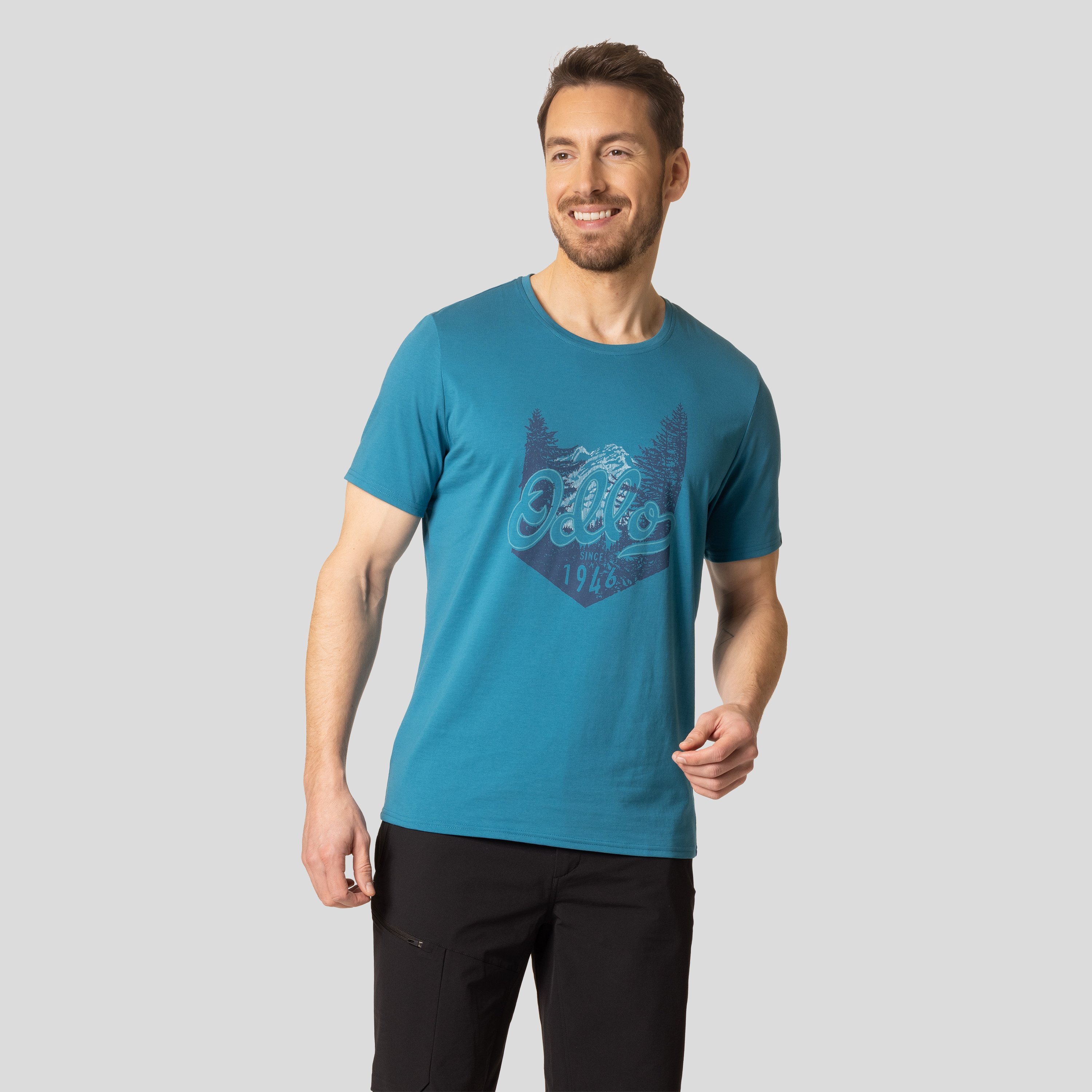 ODLO Nikko T-Shirt mit Logo-Print für Herren, XL, blau