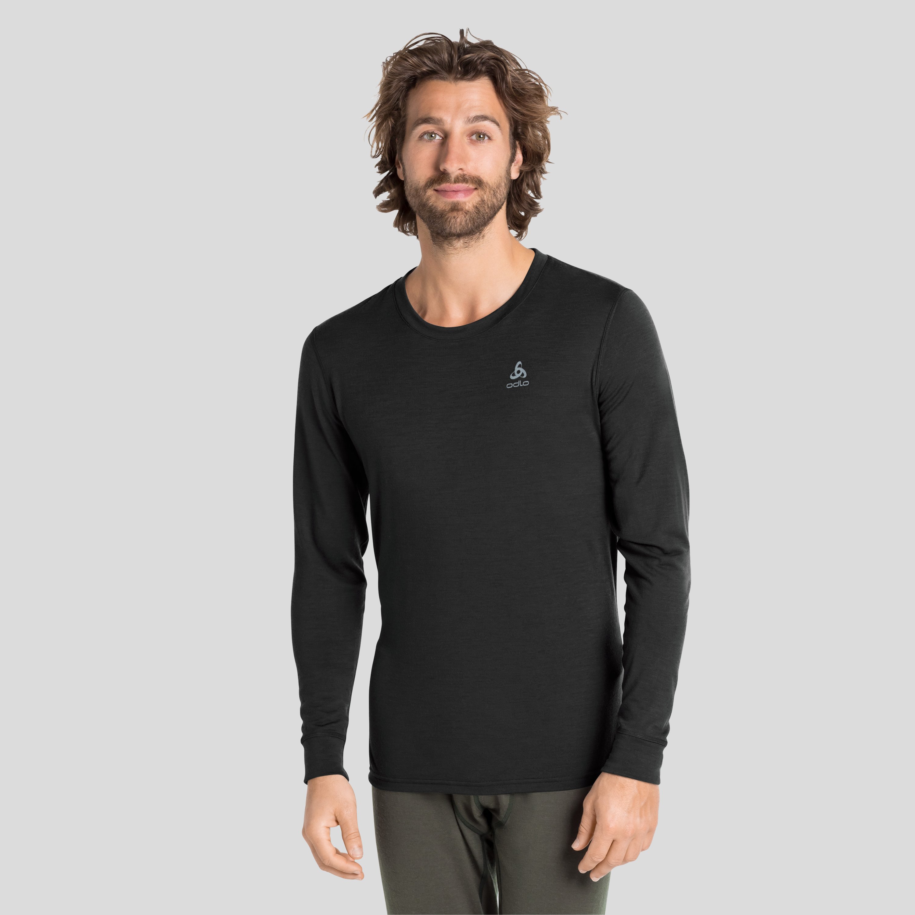 Odlo T-shirt technique à manches longues Natural 100 % Merino Warm pour homme, XL, noir