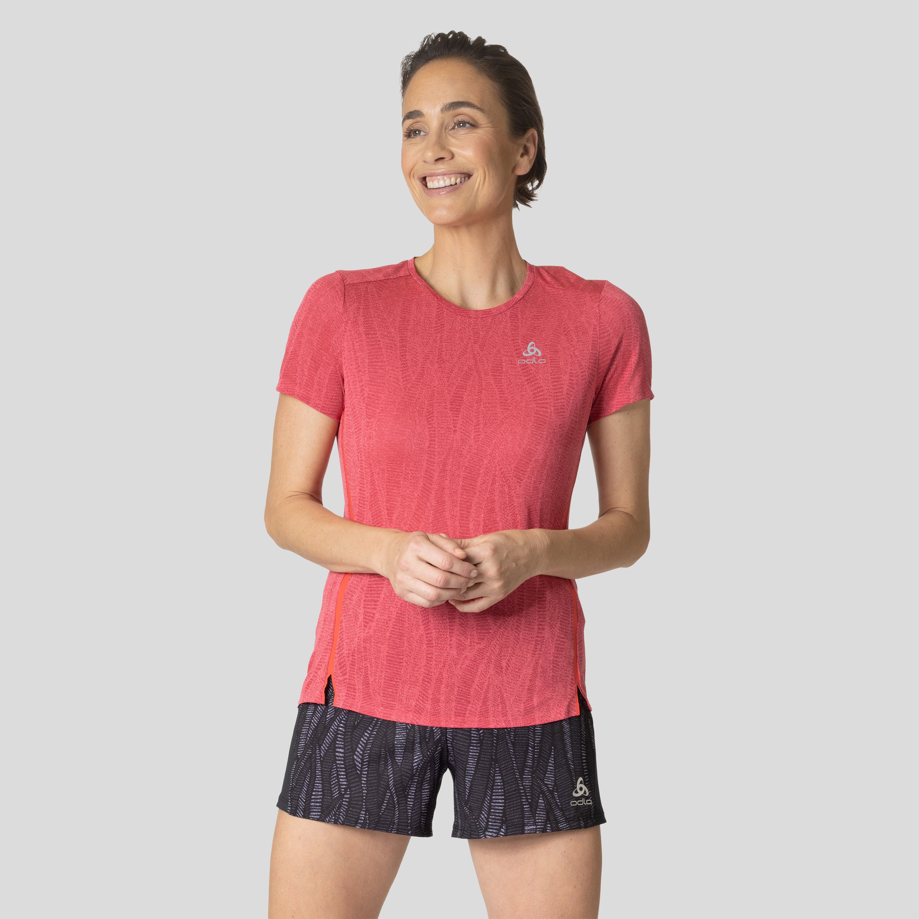 ODLO Zeroweight Engineered Chill-Tec Laufshirt für Damen, L, rot