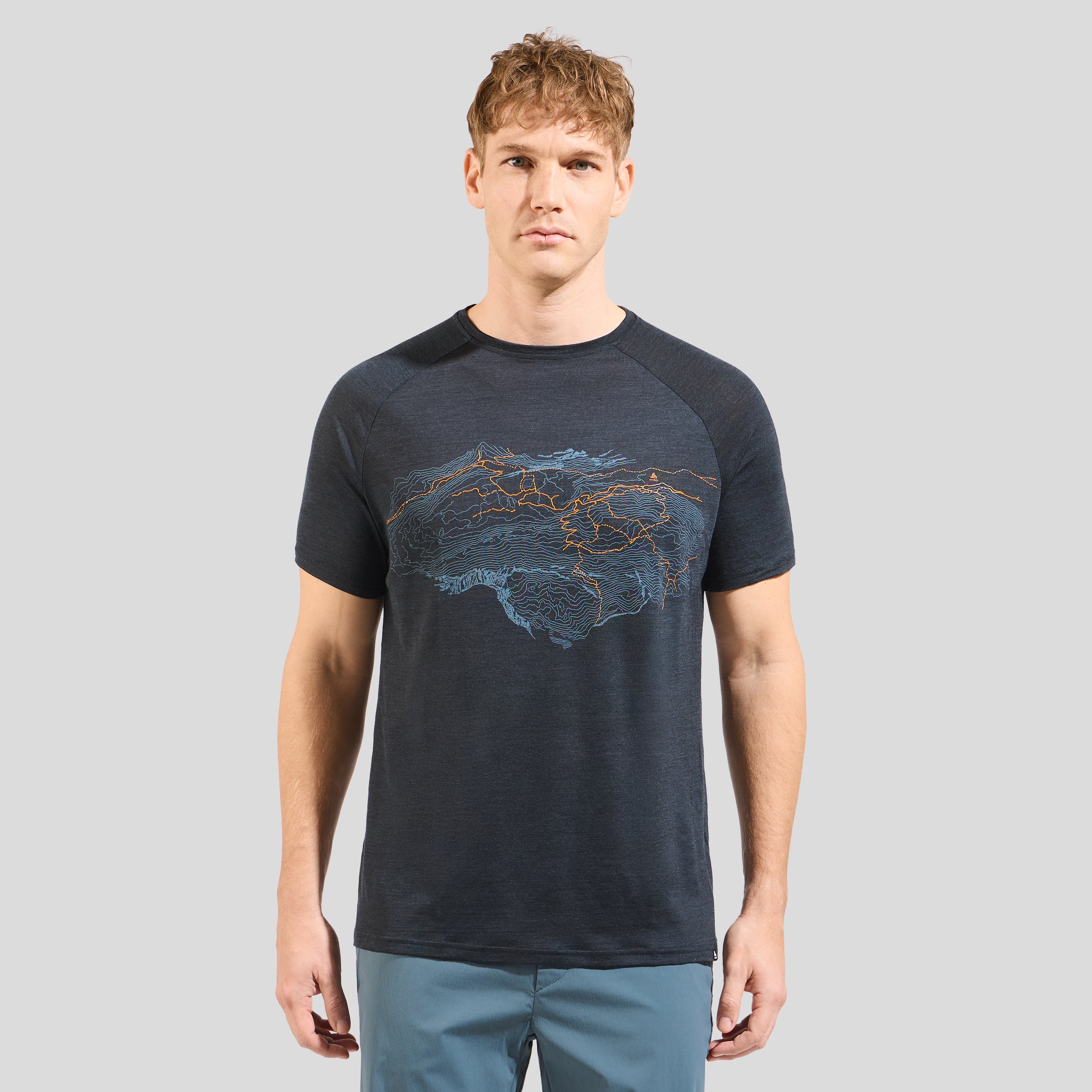 Odlo T-shirt à motif topographique Ascent Performance Wool 130 pour homme, XXL, noir