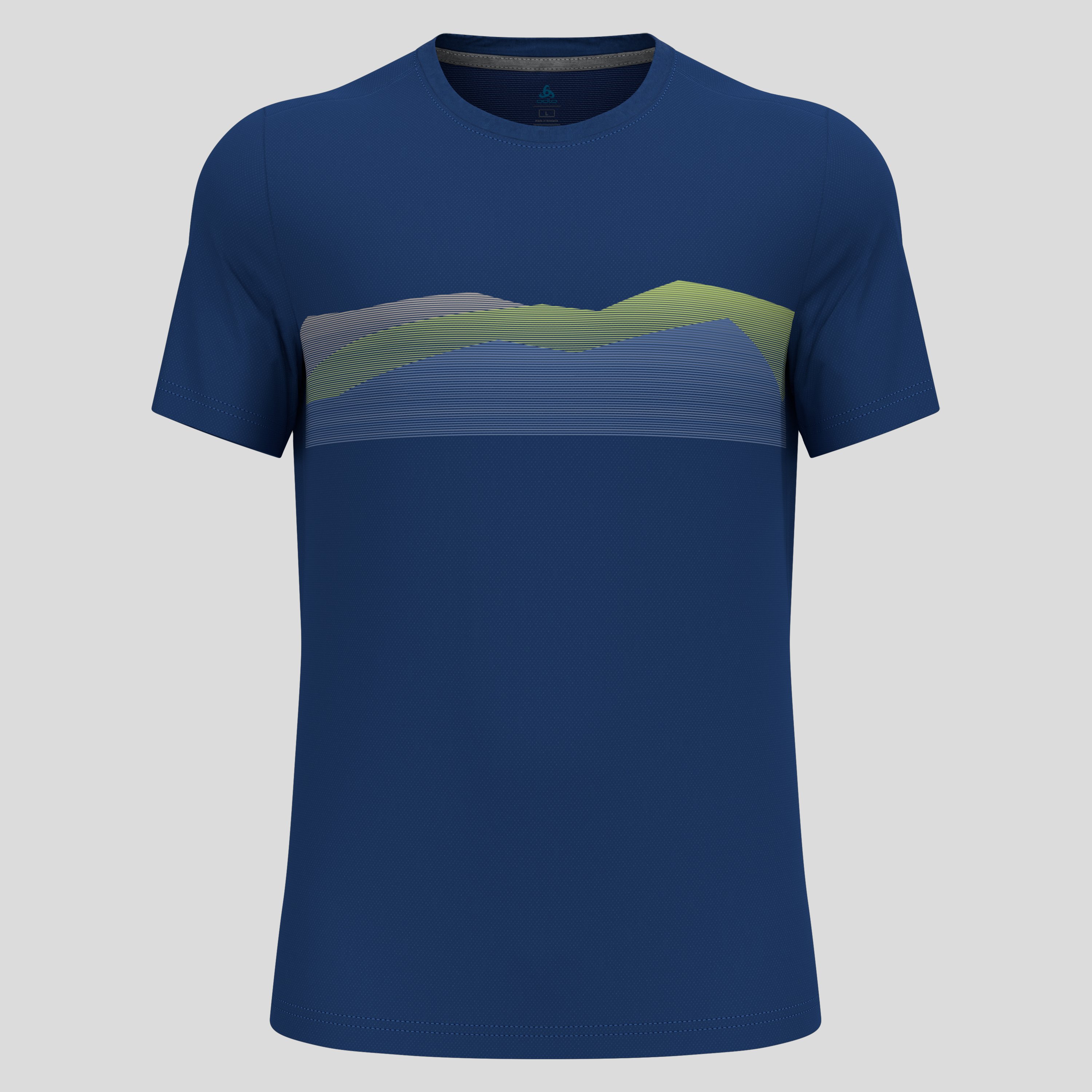 Odlo T-shirt à imprimé crête F-Dry pour homme, XL, bleu marine