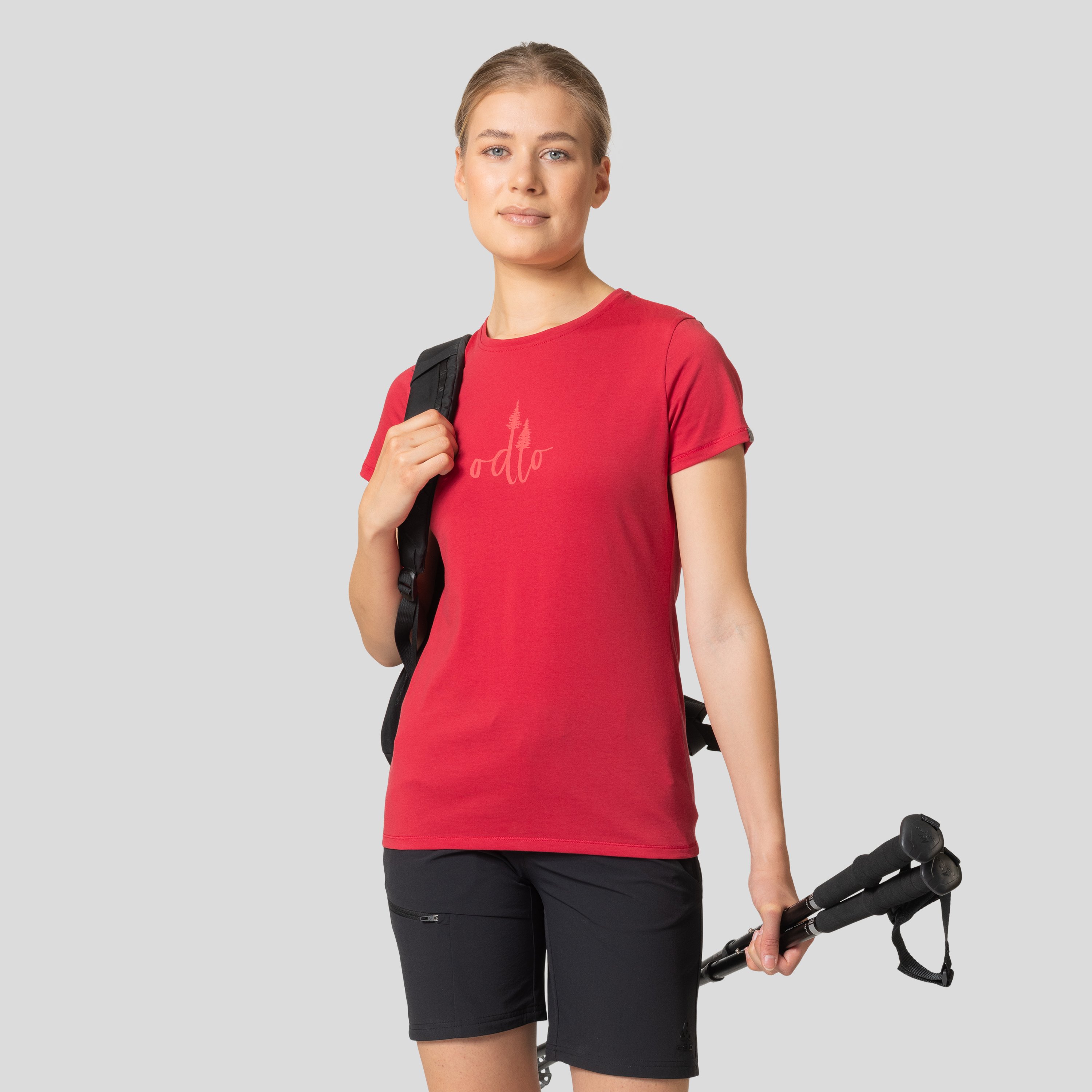ODLO Kumano T-Shirt mit Baumprint für Damen, L, rot